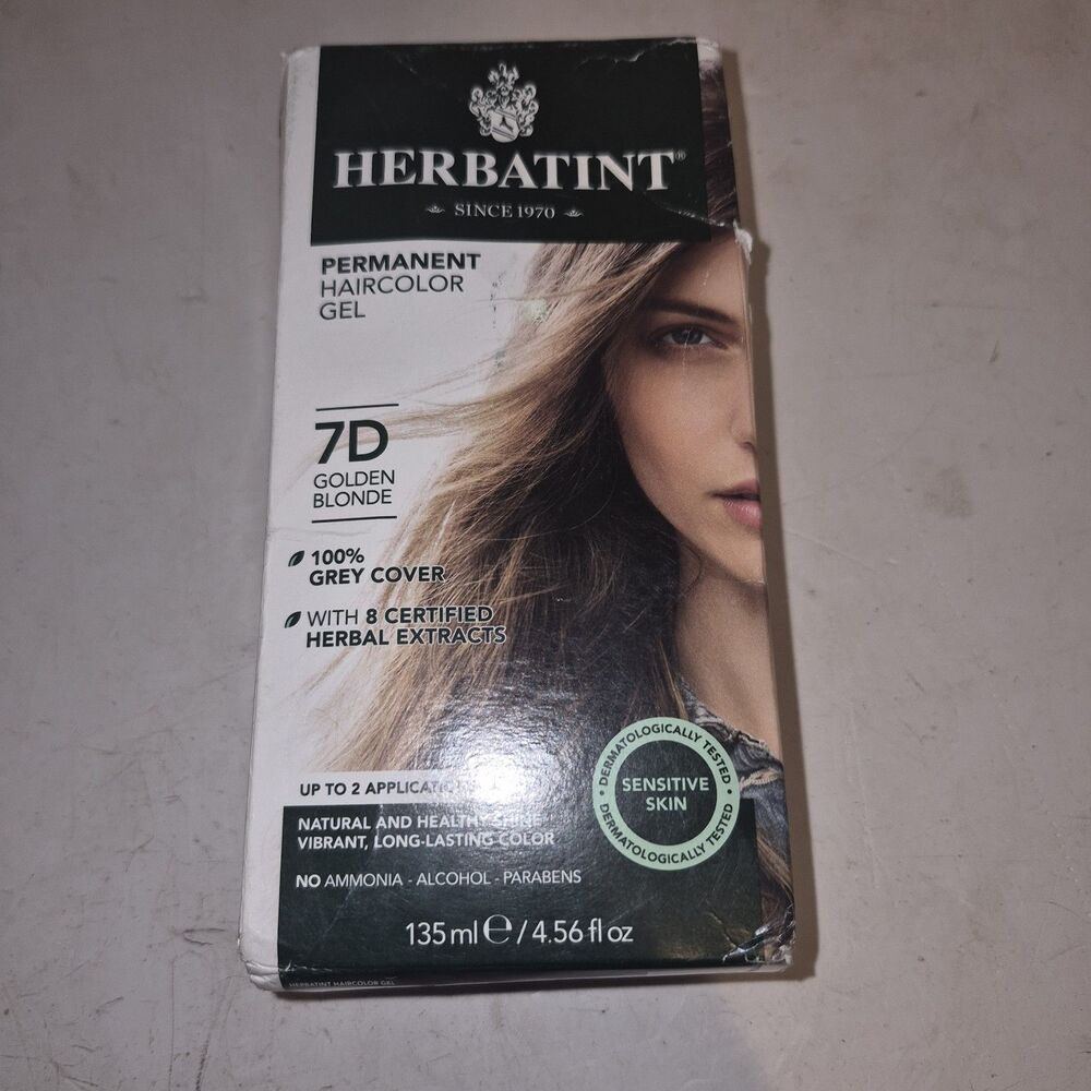 Herbatint Permanent Herbal Hair Color Gel 7D Golden Blonde 4.56 Ounce